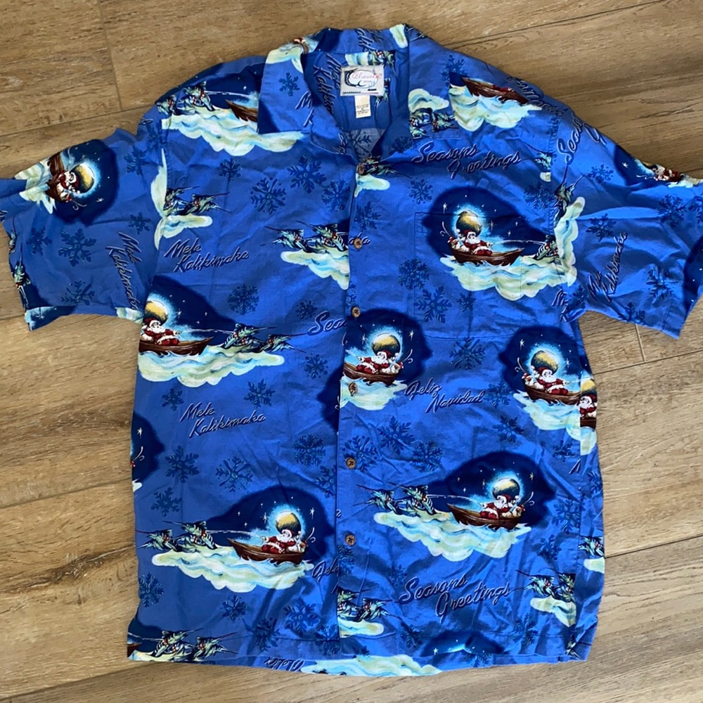 Men’s Bluewater Christmas themed Hawaiian shirt Santa XL